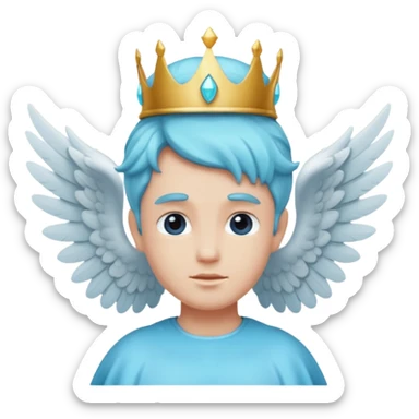 an angel with a cyan crown on his head, 4 wings sticker
