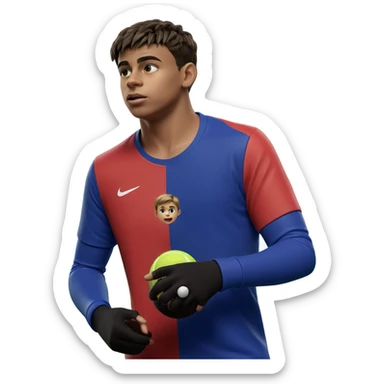 boy holding ball focused shot sticker