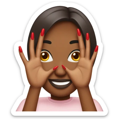 Long red  nails on medium skin ton sticker