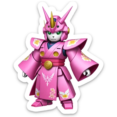 Gundam unicorn in a kimono pink  sticker