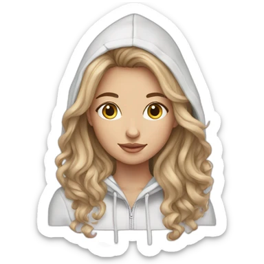 chatain hair white skin girl hoodie sticker