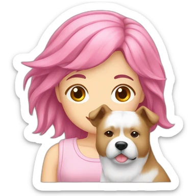 pink-haired-girl-with-akita sticker