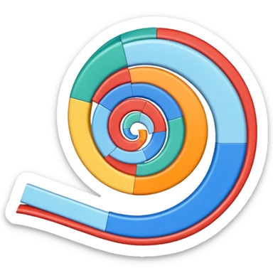 A single, smooth spiral ribbon curling gracefully upward, with small colored blocks along one edge to represent bases. Clean white background, scientific style. The spiral represents single-stranded mRNA (not DNA). Show only one ribbon, no ladder, no pairs, no second strand, no double helix. sticker