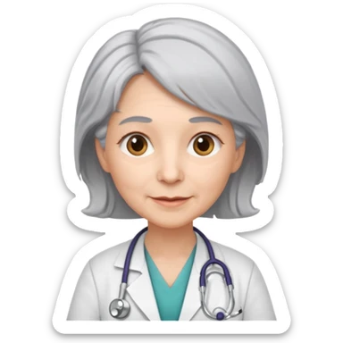 older obstetrician female emoji grey hair sticker
