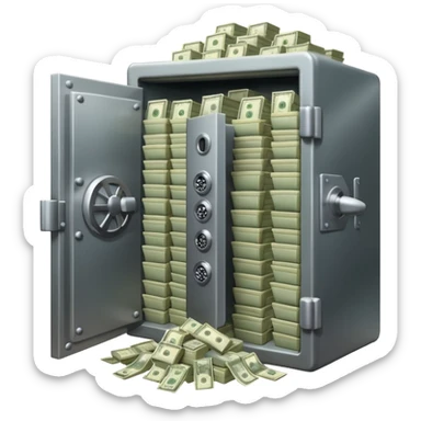 unlocked bank vault full of cash sticker