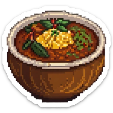 pixel art bowl of chutney with spices sticker