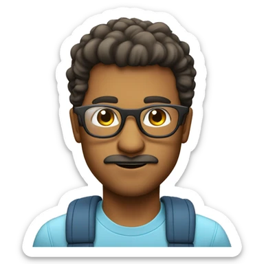 un chico con pelo un poco largo y con lentes transparentes  sticker