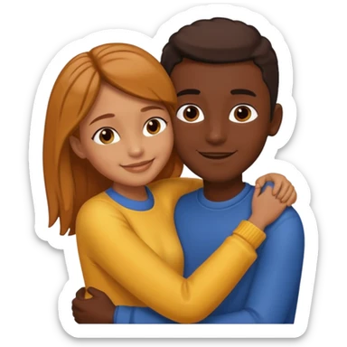 carmel girl and tall darkskin boy hugging  sticker