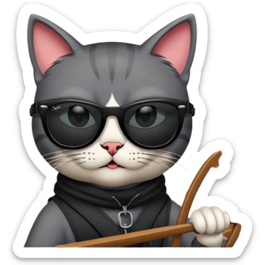 a bad kitty behind the helm of a boat. make the cat look devlishish with a pair of black ray bans wayfers on. driving the boat sticker