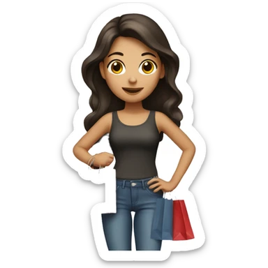 Brunette girl with shopping bags sticker