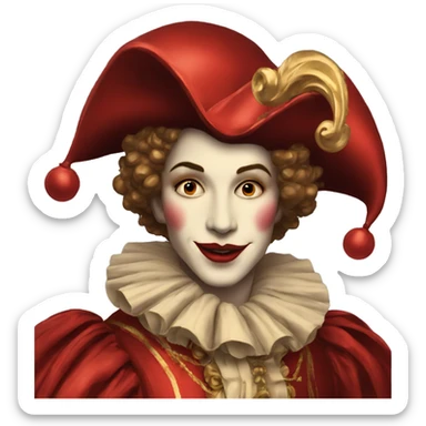 Vintage Jester high cheekbones, red, gilded  sticker