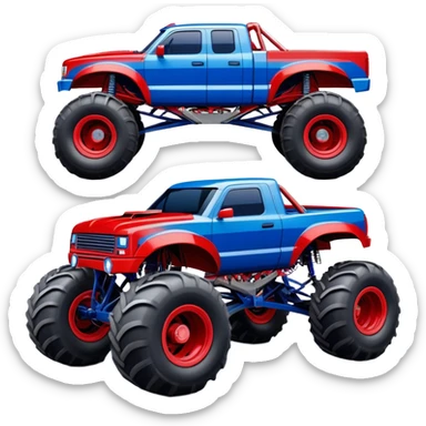 Avenger - Monster Jam (Model Year: 2021) (Iconic colour: Blue and red) - A dynamic monster truck with a split-color scheme: predominantly blue accented by bold red elements. Focus on strong, angular lines and vivid contrasting colors that evoke high energy and a futuristic, rebellious style. sticker