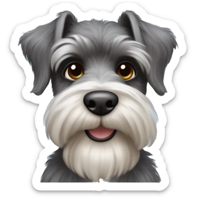 Fluffy mini schnauzer with brown eyes  sticker