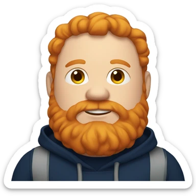 Fat ginger man with a beard wearing a navy hoodie  sticker