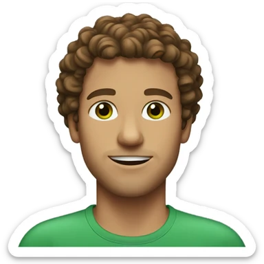 Man with brown curly hair and green eyes sticker