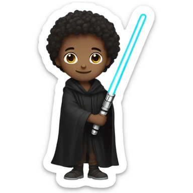 smiling boy in black shirt as a Jedi  sticker