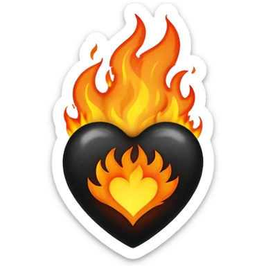 black heart on fire sticker