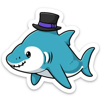 shark wearing a top hat sticker