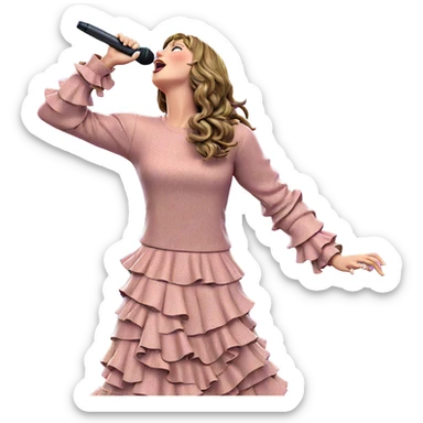 singing girl with microphone sticker