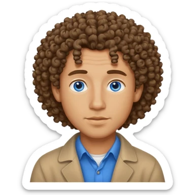 un professeur d'arts plastiques homme métisse aux cheveux bouclés et les yeux bleus sticker