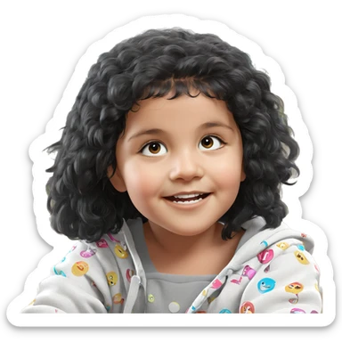 smiling girl with black hair sticker