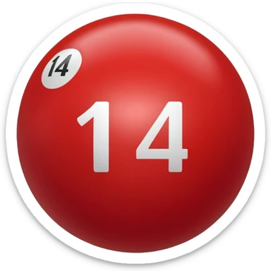 The number 14 on a red pool ball sticker