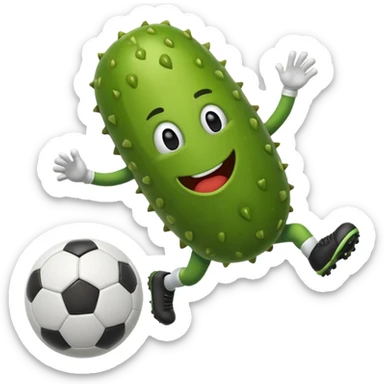 Make a pickle playing soccer sticker