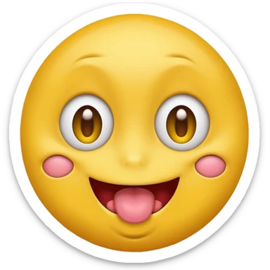 Freaky ahh yellow face emoji smiling with tongue out and eyes wide open sticker