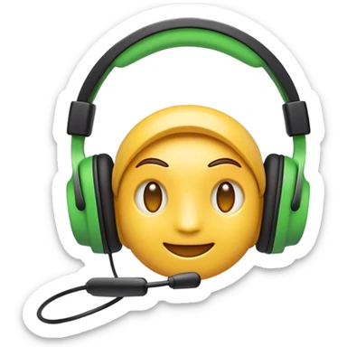 Clash of Clans aesthetic: Cinematic Playful Xbox Headset Portrait Emoji, rendered in a 3D vector-style similar to standard emojis with minimal shading and bold, simplified shapes. A compact, distinct form with signature details, softly glowing with a modern gaming energy charm. Simplified yet unmistakably iconic, highly detailed and consistent, glowing with a soft radiance and high shine. Stylized with a touch of next-gen innovation and a soft glowing outline, capturing the essence of a beloved gaming relic with a friendly, playful manner! sticker