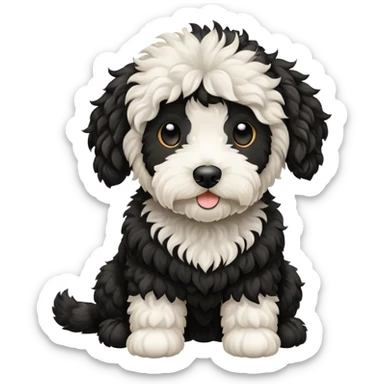 a white and black goldendoodle sticker