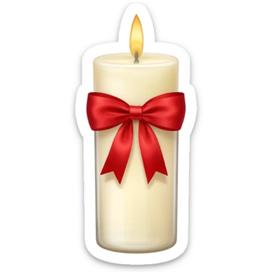 Soft vanilla long glass candle, with little red bow sticker