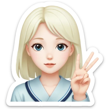 Cute anime girl giving peace sign sticker