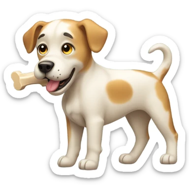 dog with a bone sticker