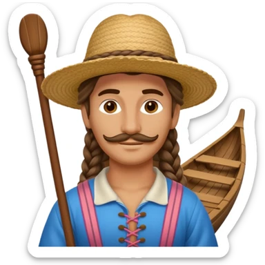 venice gondolier with long braided hair, iconic hat  sticker