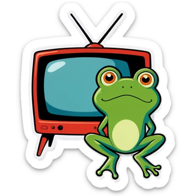 Frog watching TV sticker