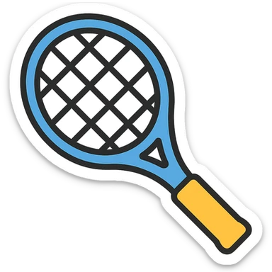 tennis racket, color icon style, modern and minimal, blue and white colors sticker