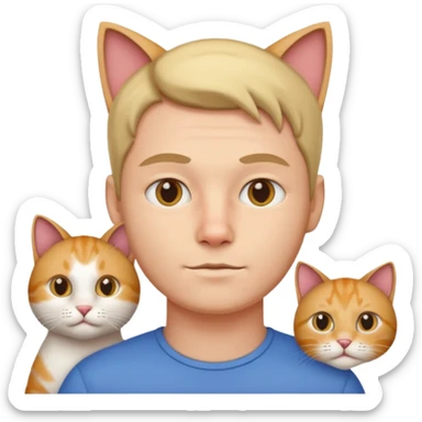 a single entiry, head of a human man, body cat  sticker