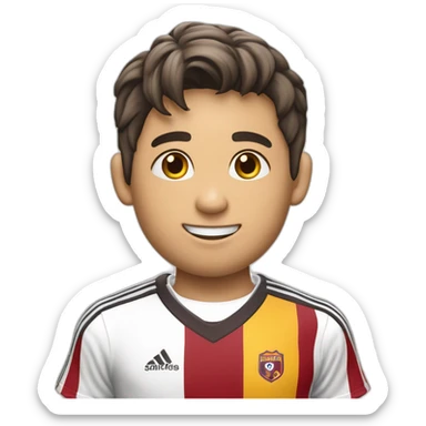 Niño futbolista rubio camiseta rayas verticales blancas y moradas sticker