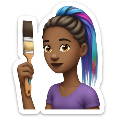 A girl brushing her hair with paint  sticker