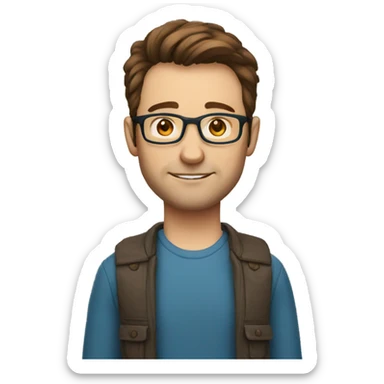 a 35 years old developer with glasses blue eyes and brown hair sticker