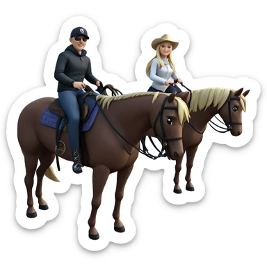 blonde girl horseback riding outdoors sticker