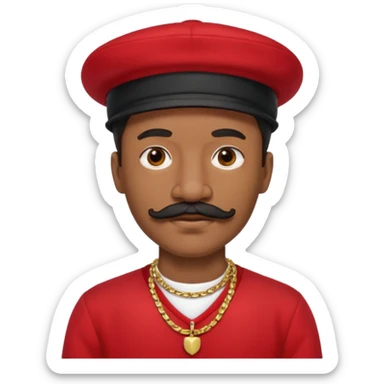 Black gypsie with mustache,hat, gold necklaces and red clothes  sticker