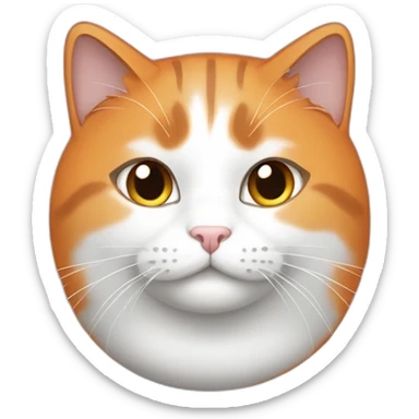 orange, gray and white, mostly gray and white, fat female cat sticker