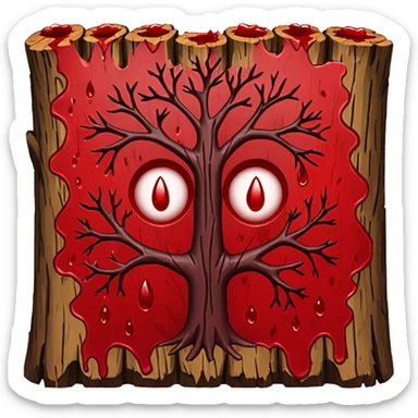Blood on tree bark  sticker