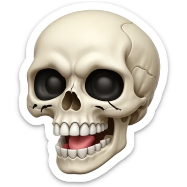 cartoon skull with a prominent jaw pushed forward, mewing pose sticker