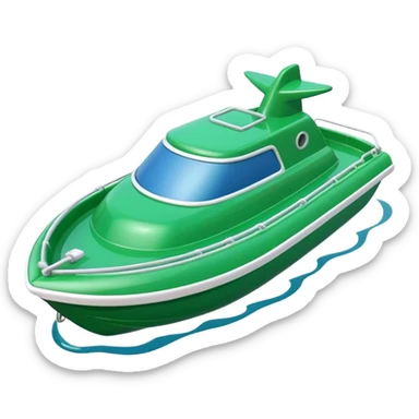 green plastic toy boat sticker