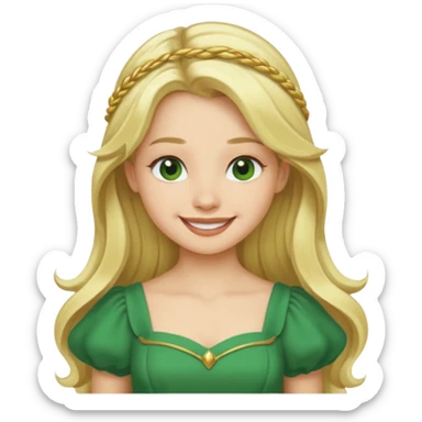 Ozma from the Wizard of Oz with long blonde hair, green outfit sticker