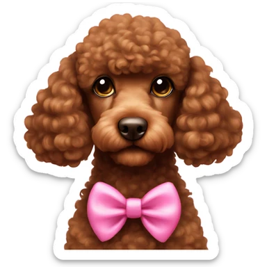 brown poodle with pink bow sticker
