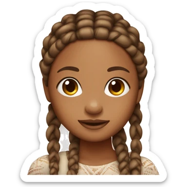 caramel skin tone girl with boho braids sticker