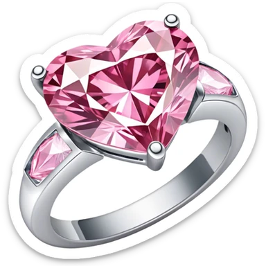 Silver light pink diamond ring heart sticker